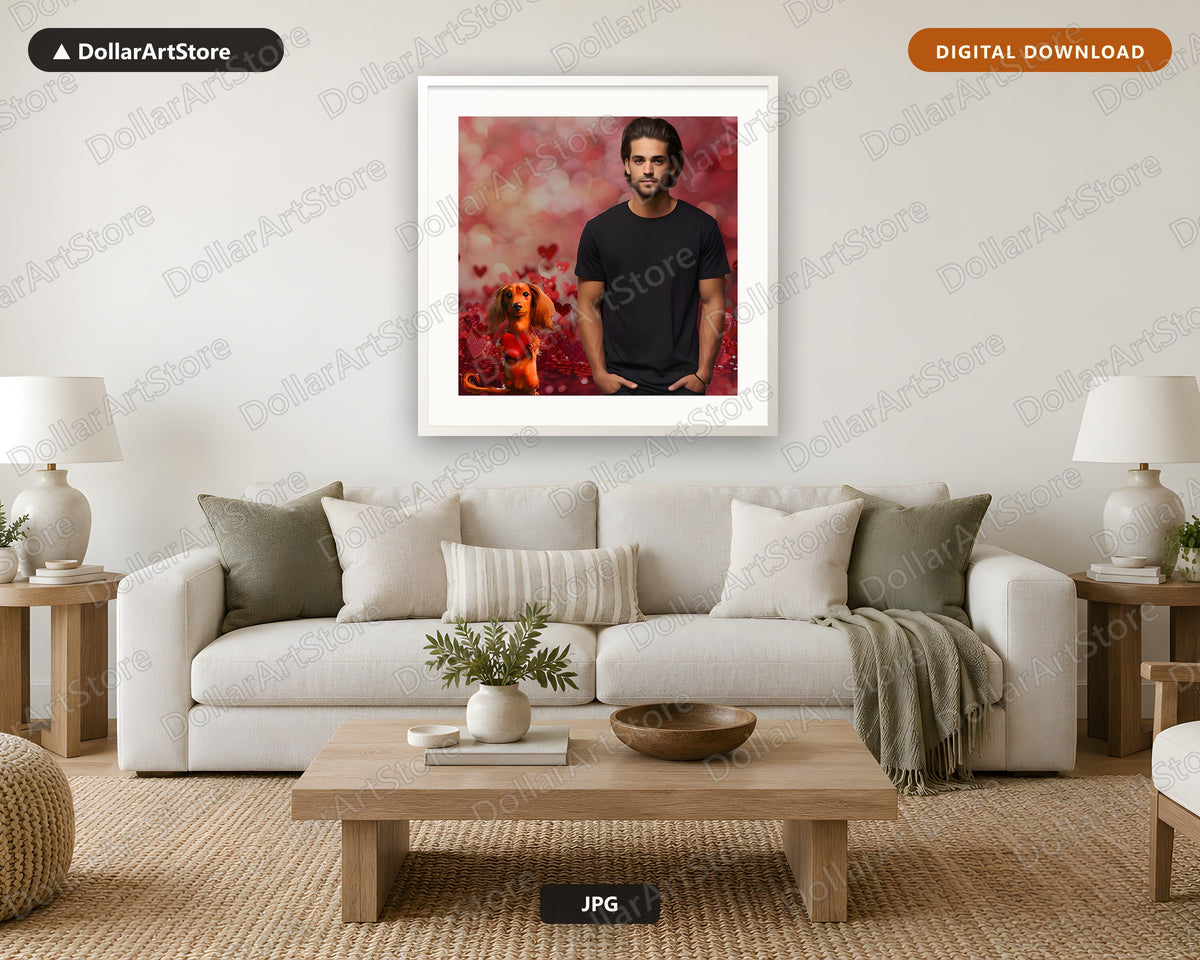 Man and Dog Love Portrait Printable Wall Art Digital Download