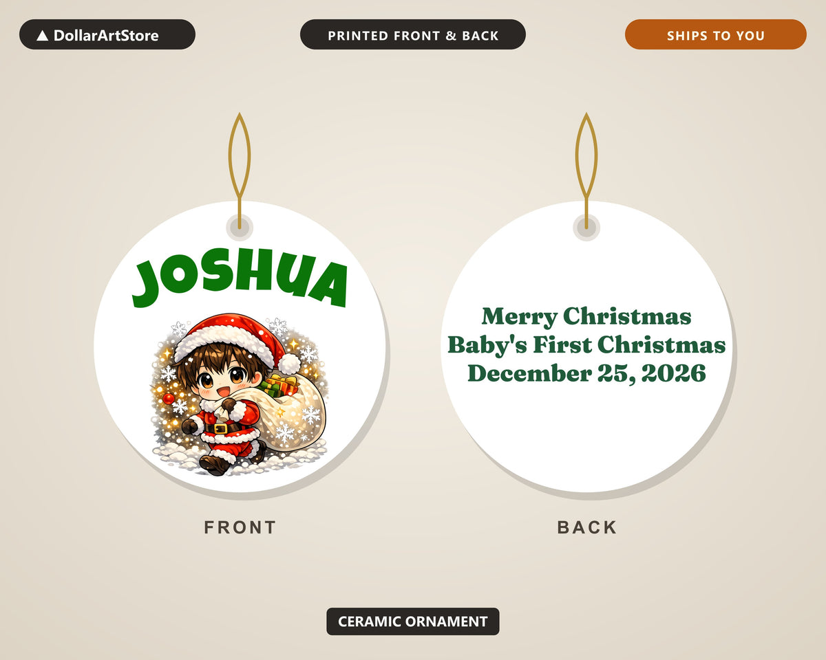 Anime Chibi Santa Christmas Ornament, Ceramic Tree Ornament Holiday Gift