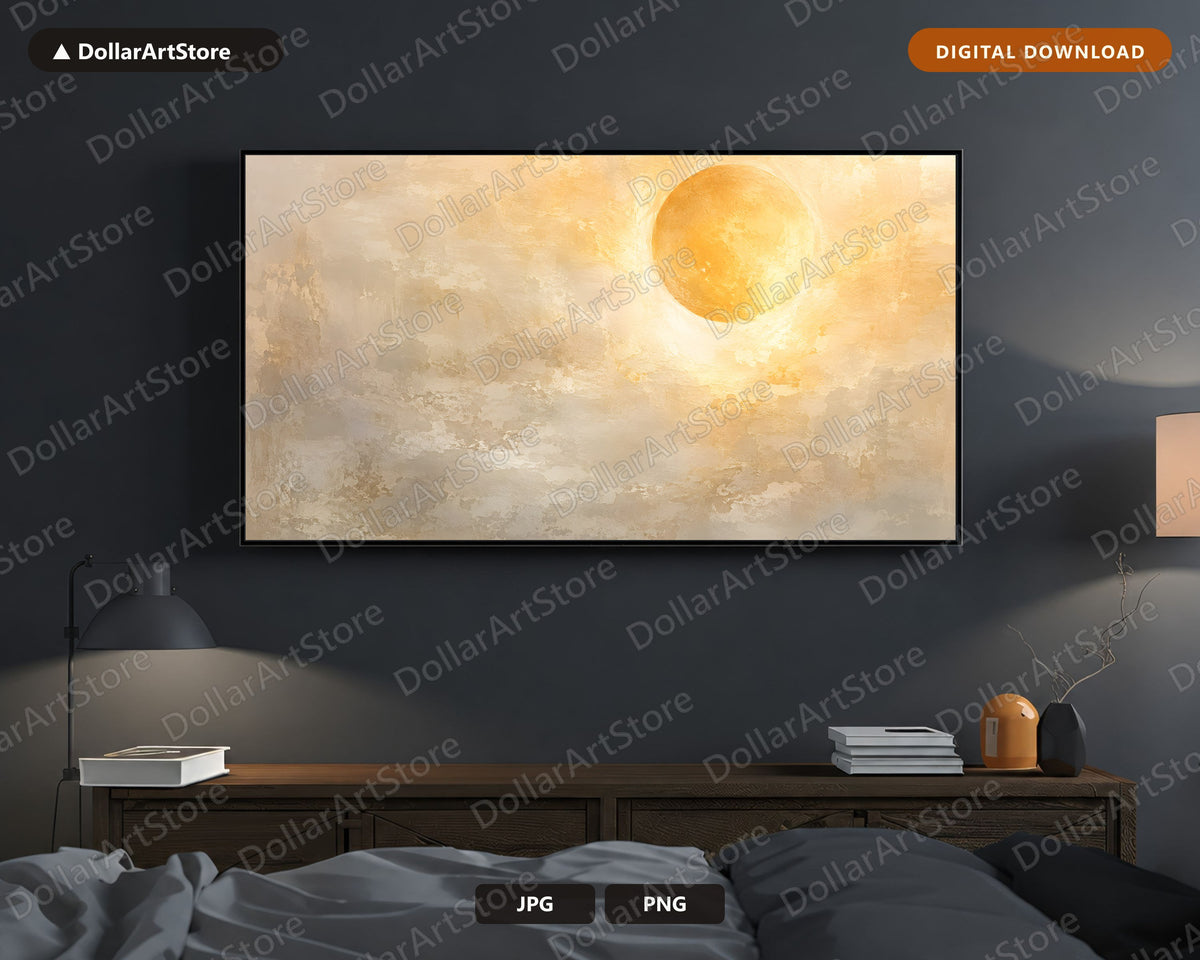 Neutral Halloween Moon Frame TV Art, 4K Samsung TV Digital Download