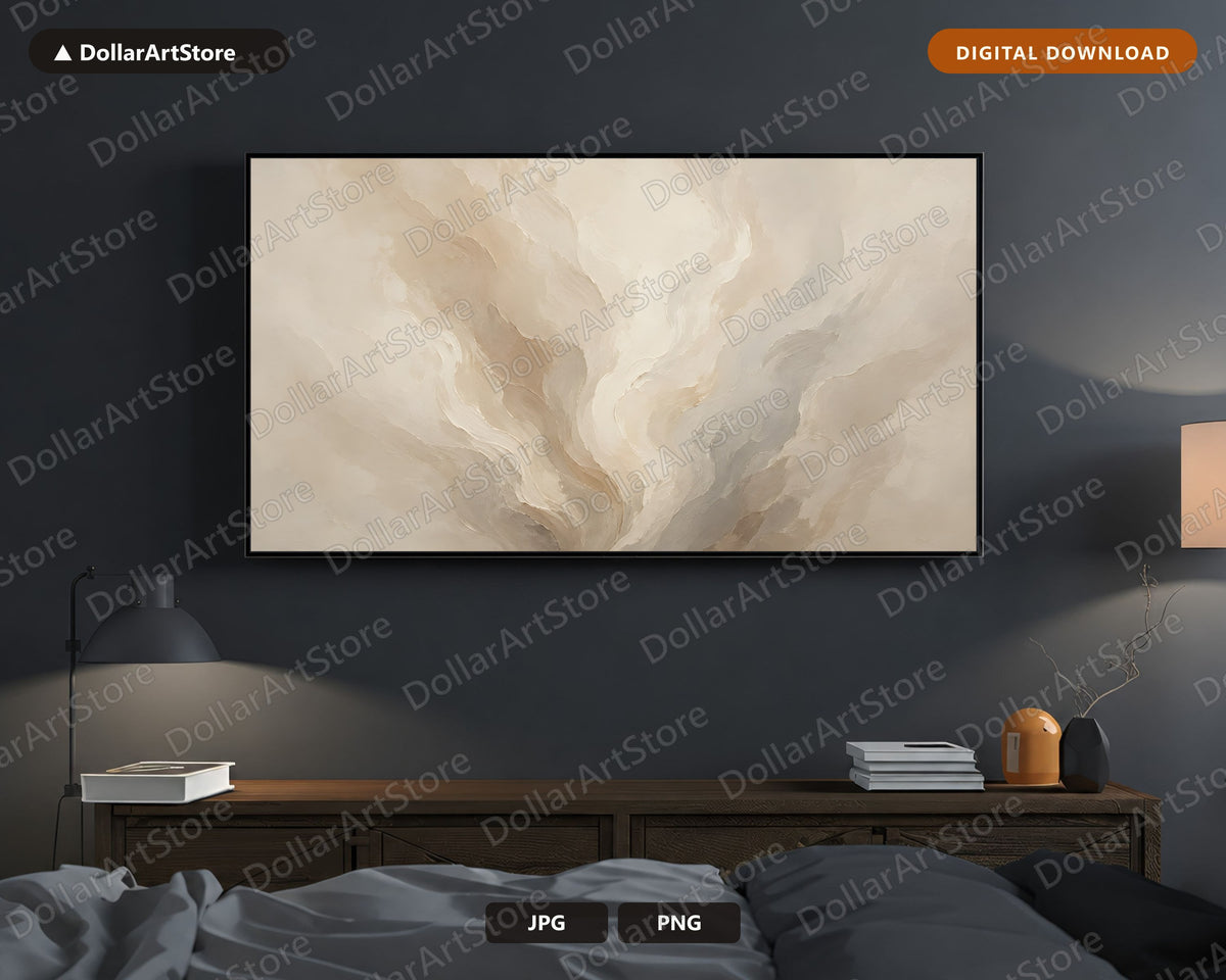 Neutral Abstract Frame TV Art, Samsung Frame TV Digital Download, 4K Minimalist