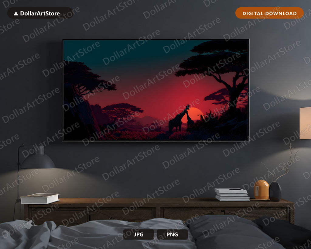 African Savanna Sunset Frame TV Art, Samsung Frame TV Digital Download 4K