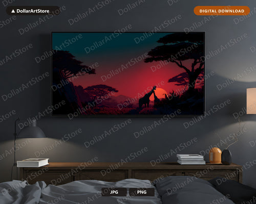 African Savanna Sunset Frame TV Art, Samsung Frame TV Digital Download 4K
