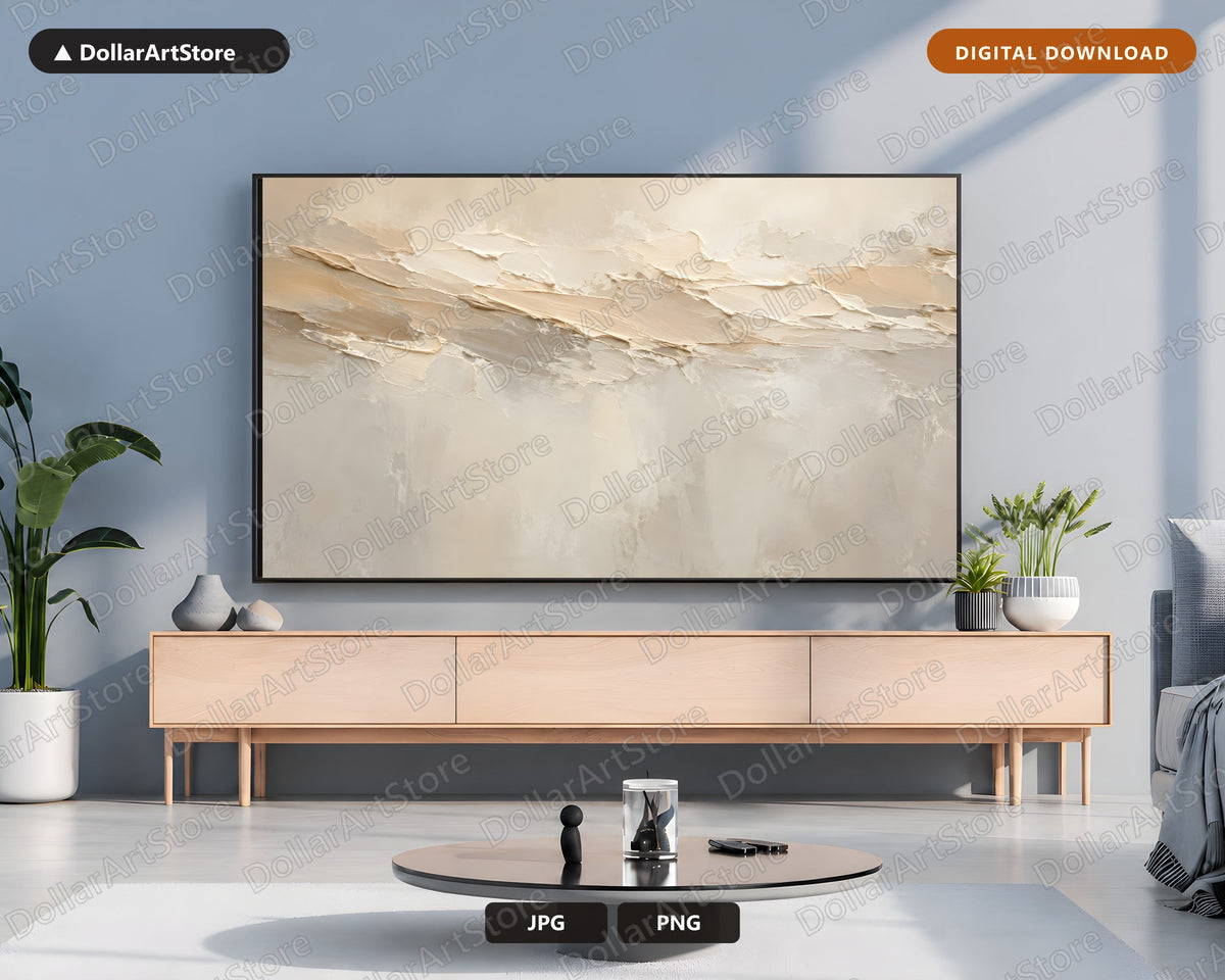 Neutral Abstract Frame TV Art, Samsung Frame TV 4K Digital Download, Beige Minimalist Screensaver
