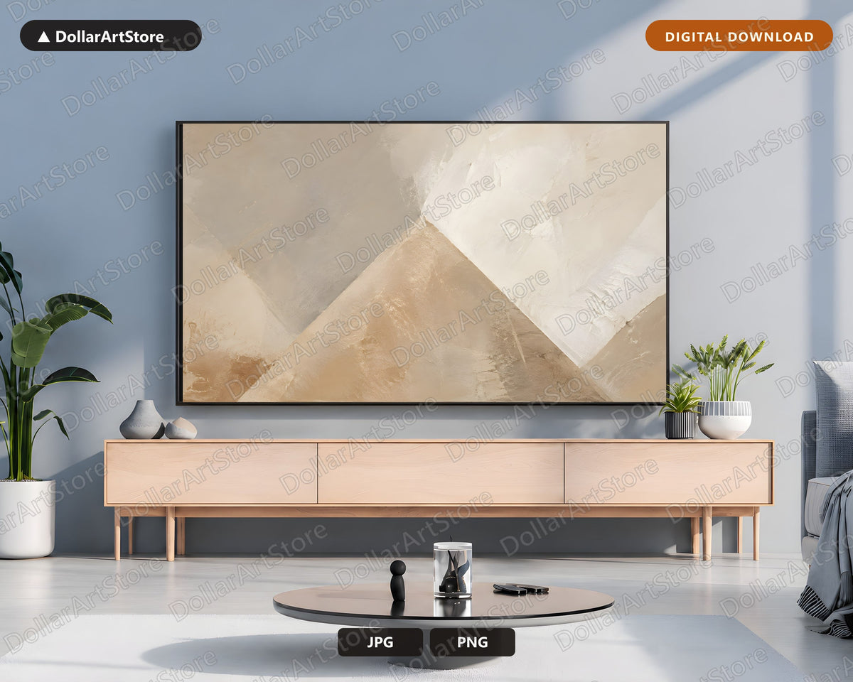 Neutral Abstract Frame TV Art, Samsung Frame TV Digital Download, 4K Minimalist Aesthetic