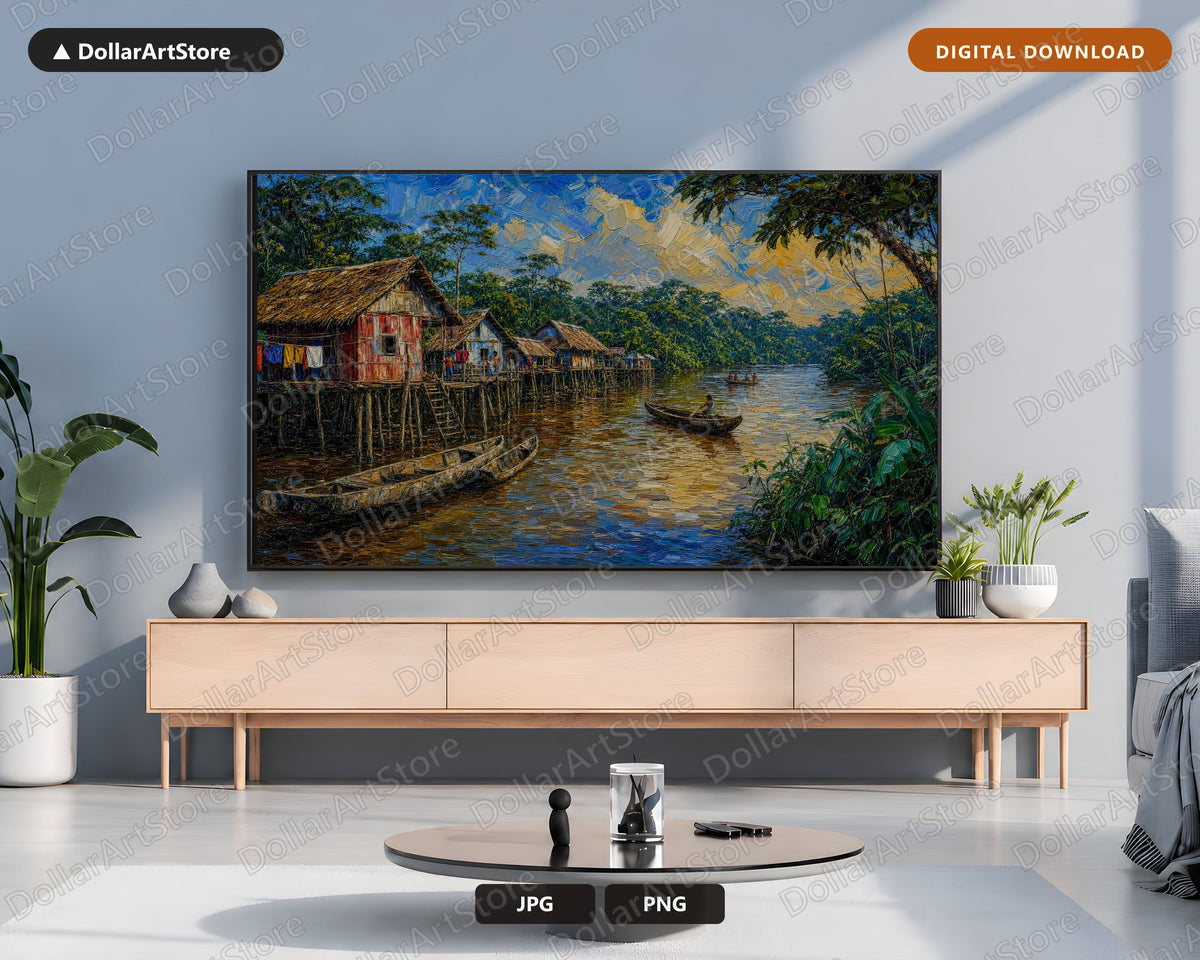 25 Cozy Scenery Frame TV Art Bundle, Samsung Frame TV Digital Download, 4K Textured Landscape Screensaver