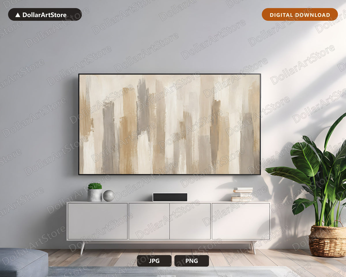 Neutral Abstract Cityscape Frame TV Art, Samsung Frame TV Digital Download, 4K Screensaver