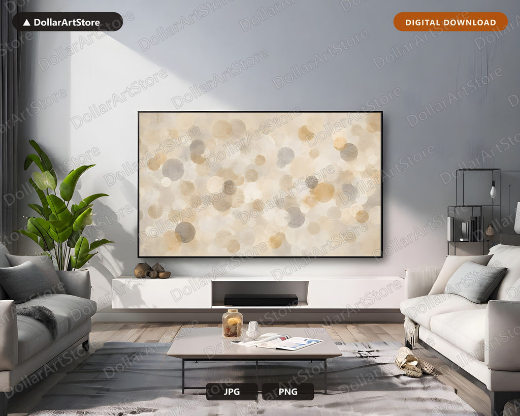 Neutral Abstract Circle Frame TV Art, Samsung Frame TV Digital Download, 4K Screensaver