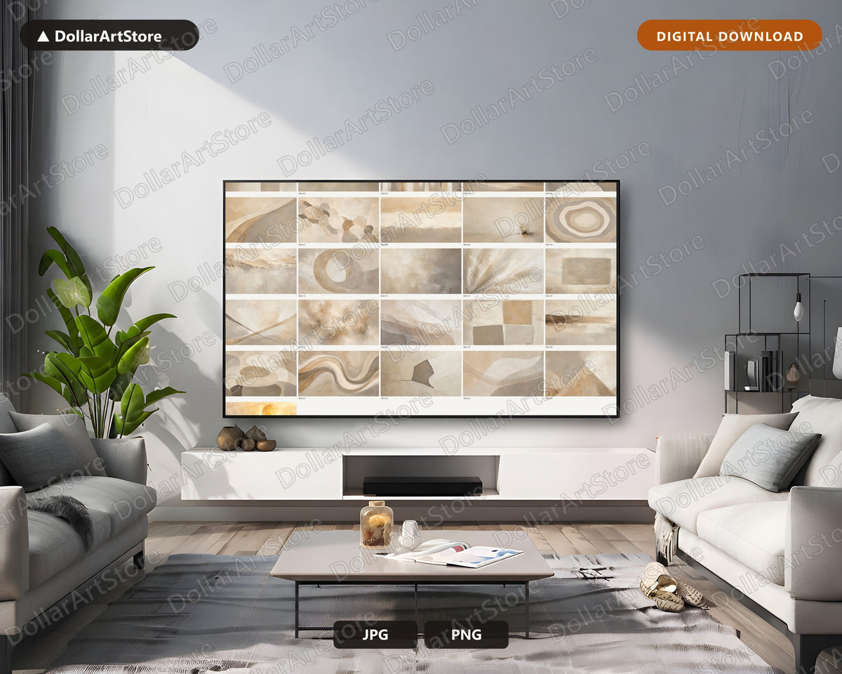 Neutral Abstract Frame TV Art, Samsung Frame TV Digital Download, 4K Screensaver
