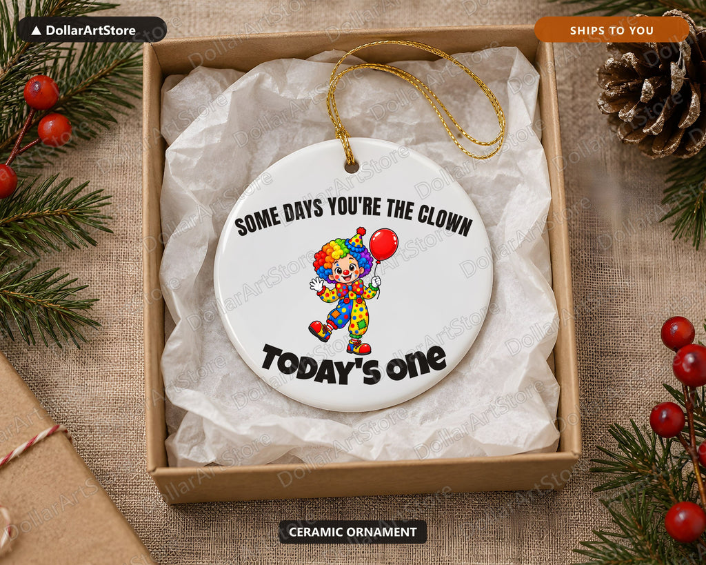 Cute Clown Christmas Ornament, Ceramic Tree Ornament, Holiday Gift