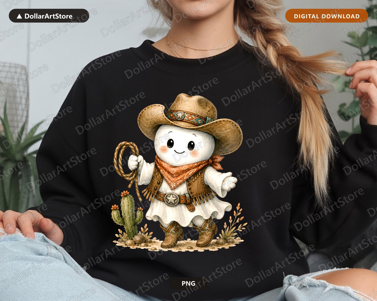 Cowboy Ghost PNG, Western Sublimation Design, Shirt & Tumbler Print Download