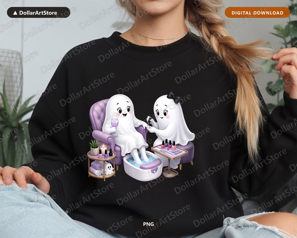 Cute Halloween Ghost Spa Day PNG, Sublimation Design, Shirt Tumbler Print