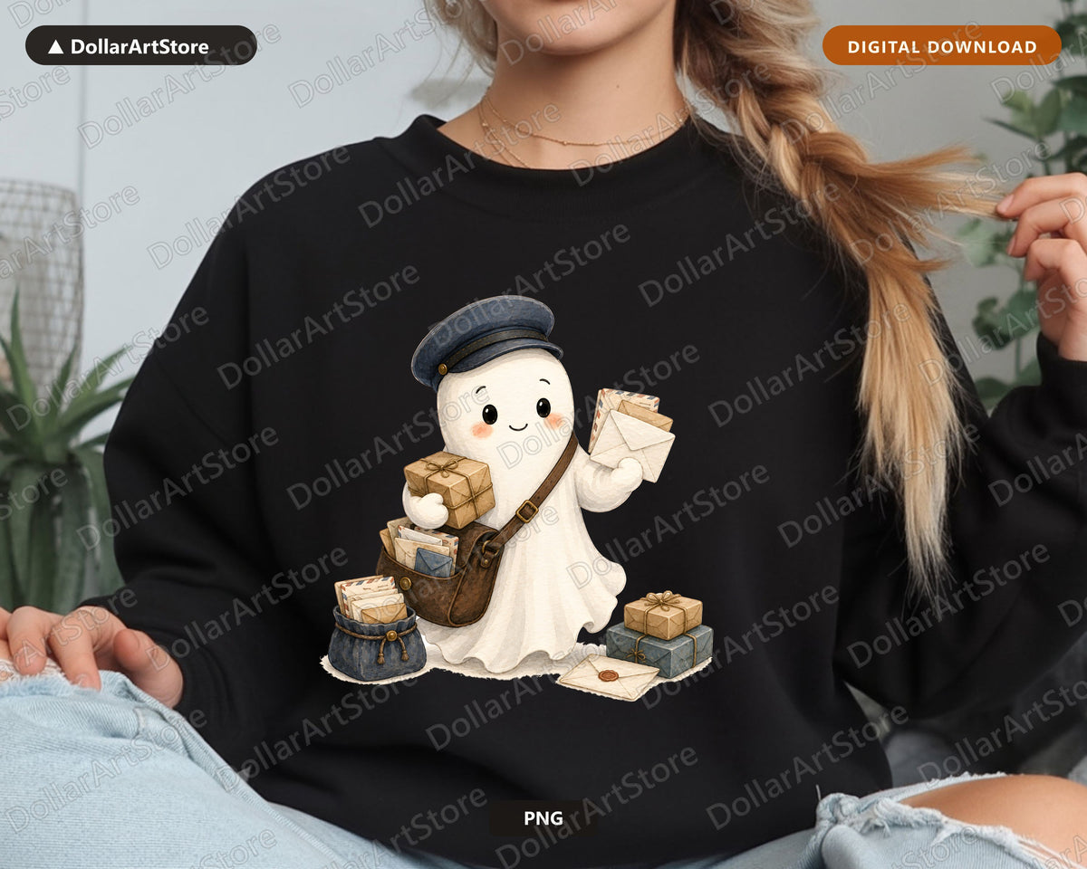 Mail Carrier Ghost PNG, Sublimation Design, Shirt Design Digital Download