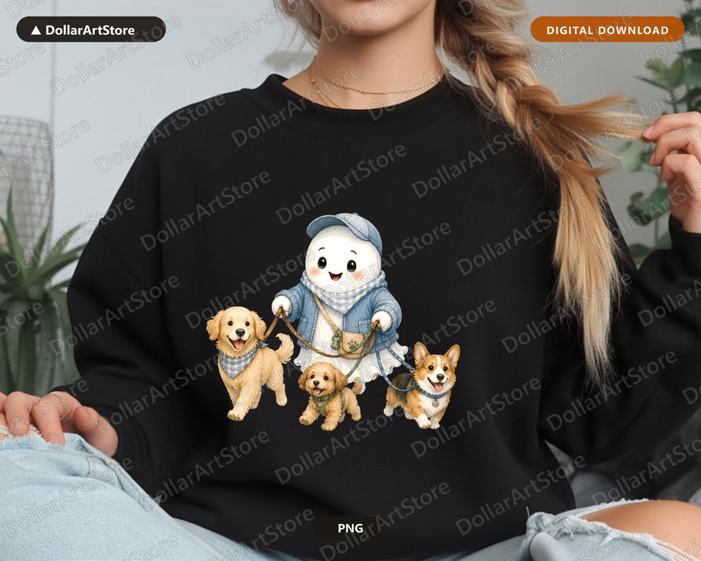 Cute Snowman Walking Dogs PNG, Sublimation Design, Digital Download