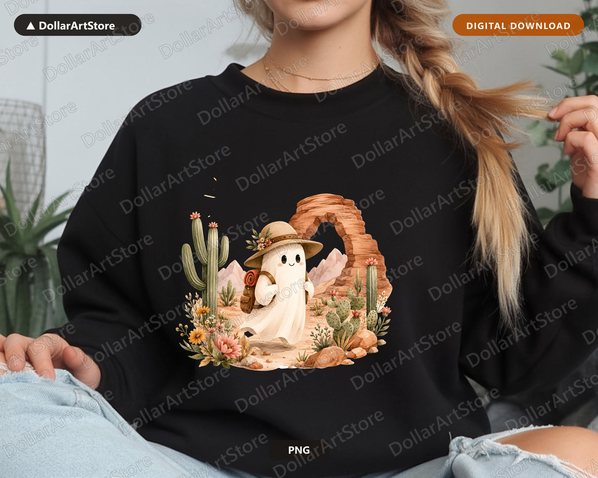 Boho Ghost PNG, Desert Adventure Design, Sublimation Shirt Design Digital Download