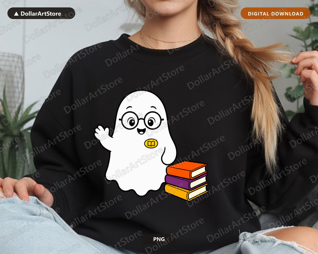 Bookish Ghost PNG, Sublimation Design, Shirt & Tumbler Download