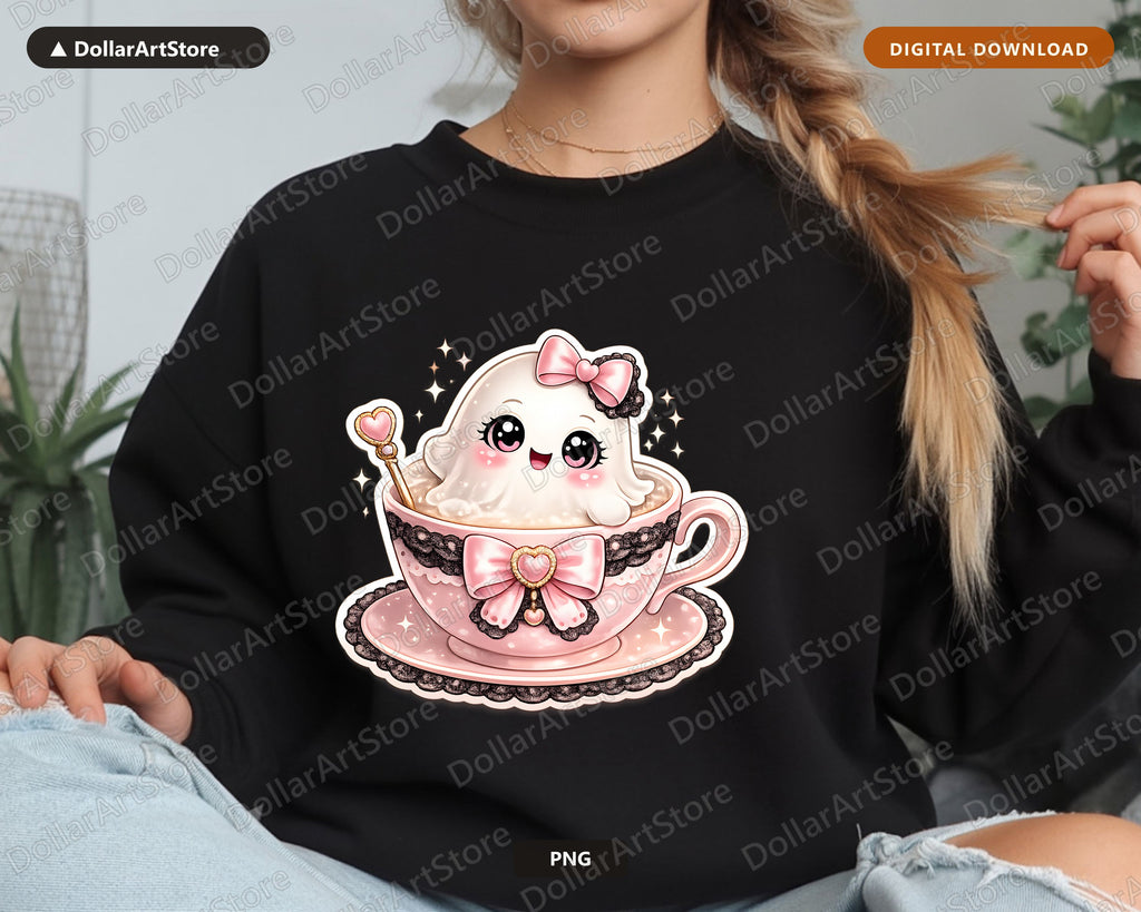 Coquette Ghost PNG, Halloween Sublimation Design, Cute Shirt PNG