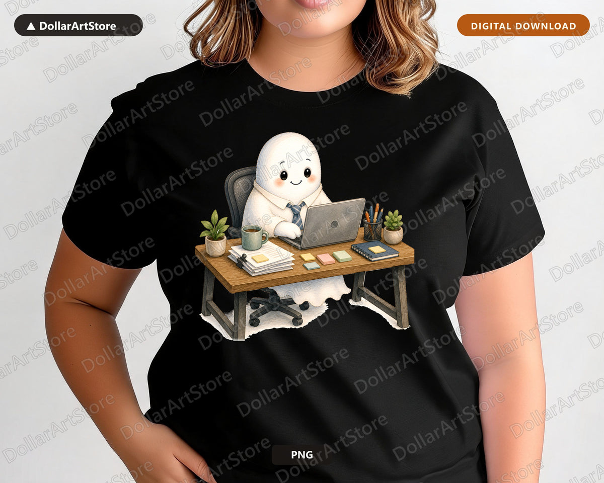 Cute Ghost PNG, Sublimation Design, Work from Home Shirt Design Digital Download
