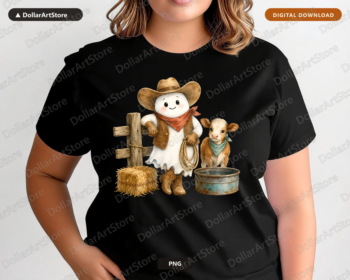 Western Cowboy Ghost PNG, Sublimation Design, Shirt Sublimation Print Download