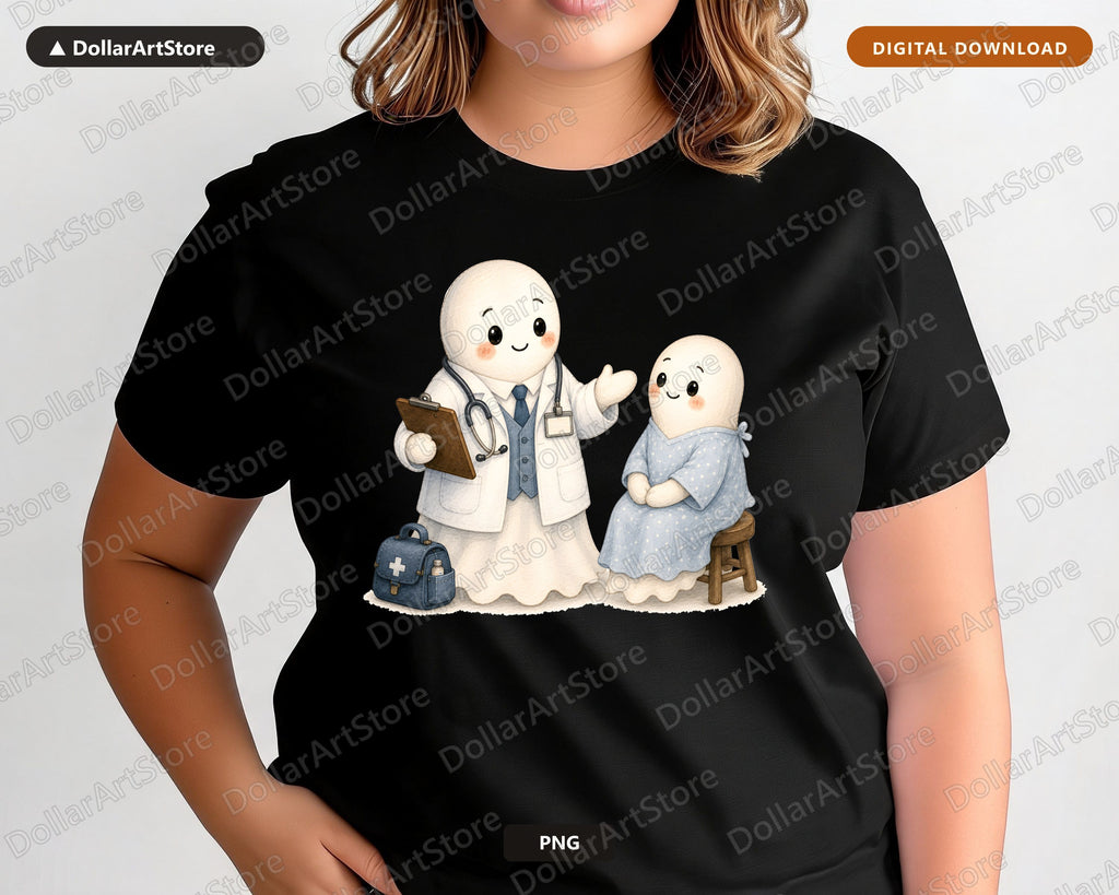 Cute Ghost Doctor PNG, Sublimation Design, Shirt Printable Digital Download