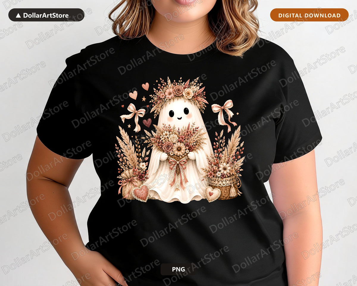 Boho Ghost PNG, Sublimation Design, Shirt & Tumbler Digital Download