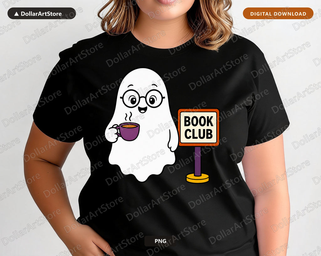 Bookish Ghost PNG, Book Club Design, Sublimation Shirt Design Download