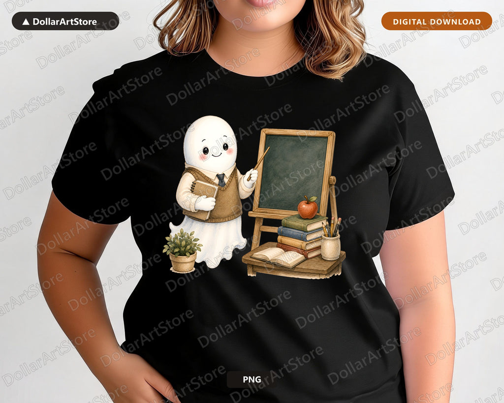 Cute Teacher Ghost PNG, Back to School Sublimation Design, Shirt & Tumbler Print