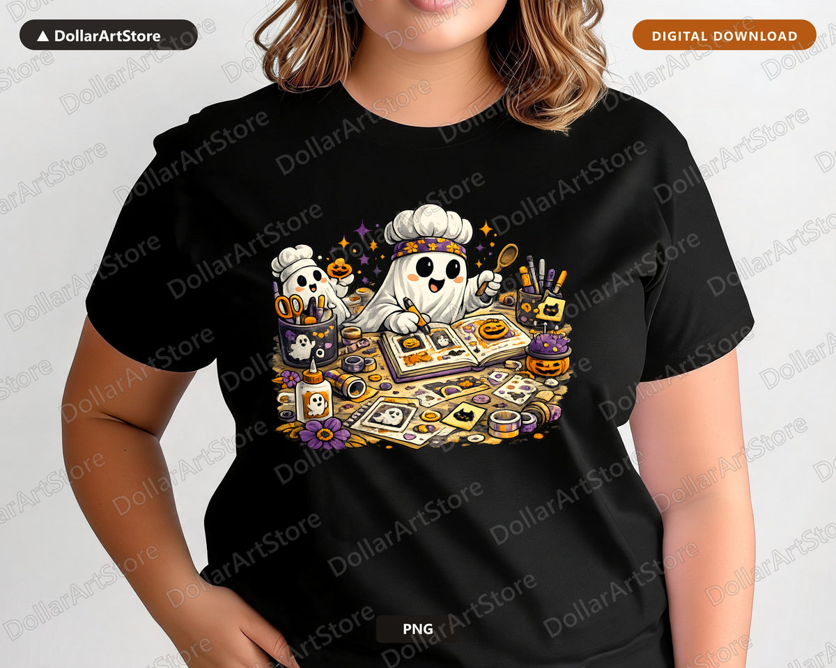 Cute Halloween Ghost Chef PNG, Sublimation Design, Shirt Design Digital Download