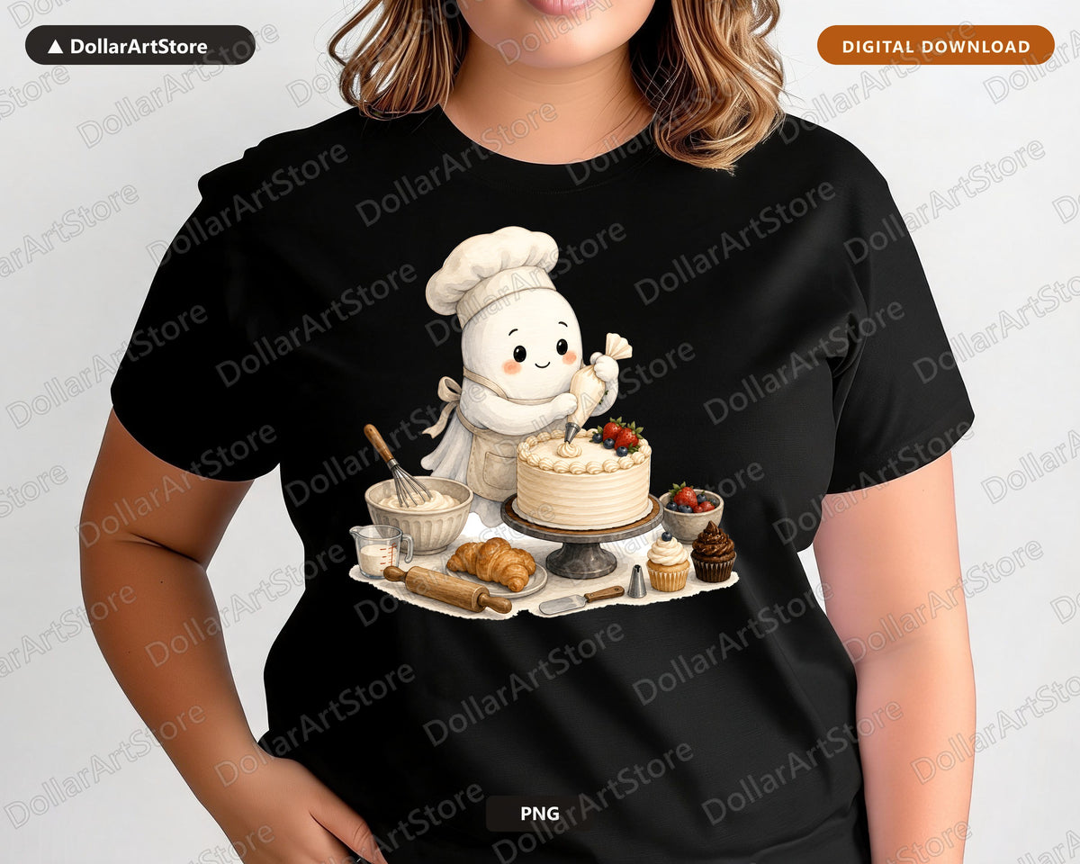 Baker Ghost PNG, Sublimation Design, Baking Character Digital Download