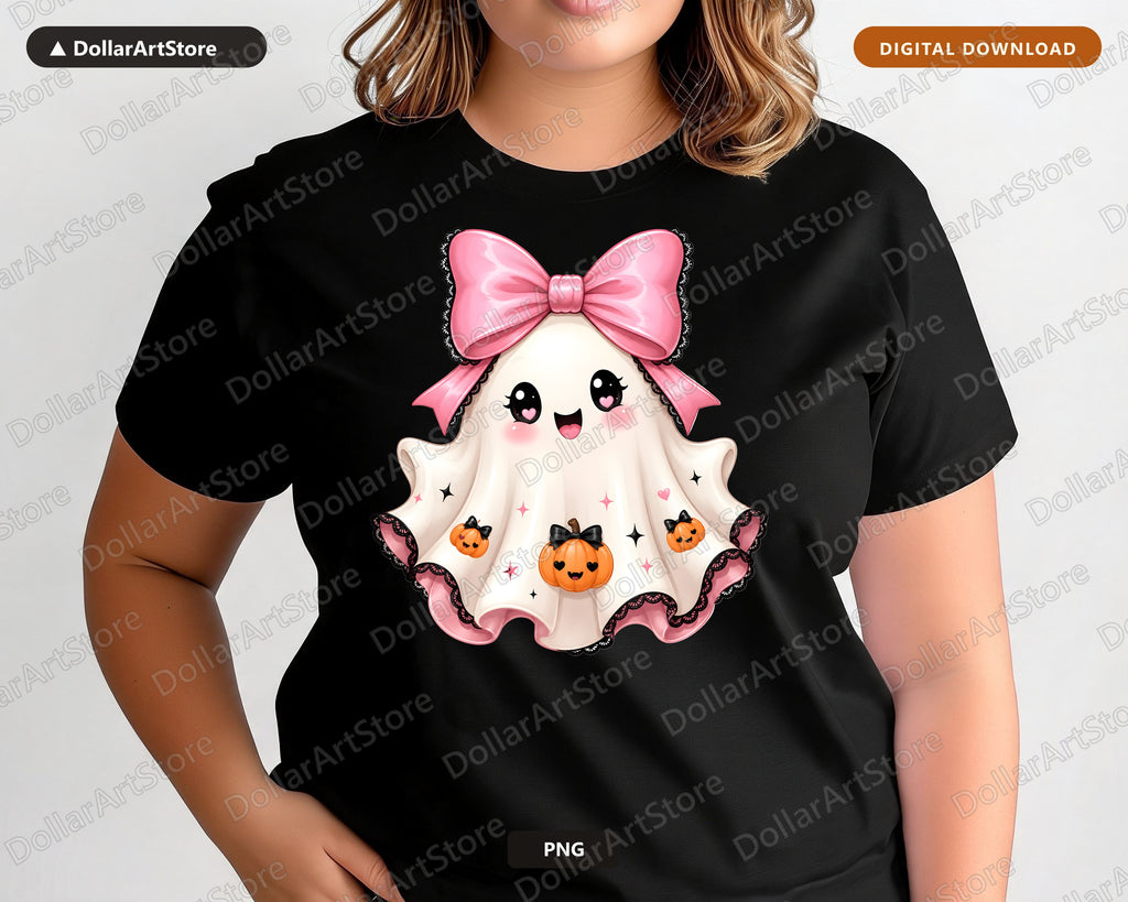 Coquette Halloween Ghost PNG Sublimation Design Digital Download