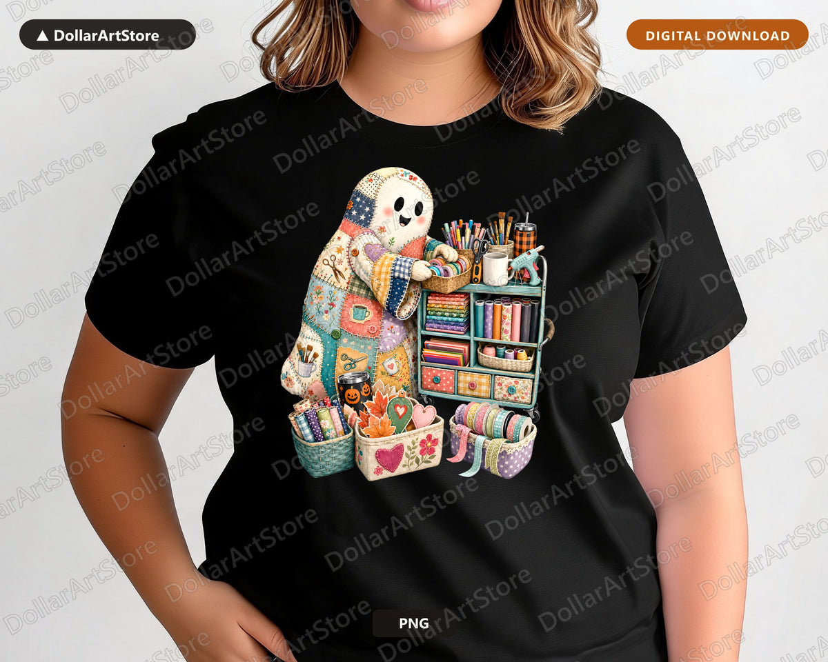 Crafting Ghost PNG, Sublimation Design, Print-on-Demand Digital Download