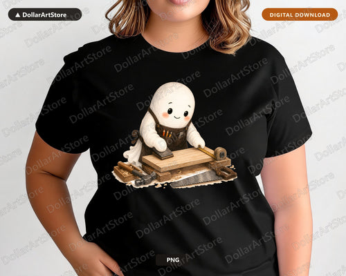 Carpenter Ghost PNG Sublimation Design, Cute Ghost Shirt Design Digital Download