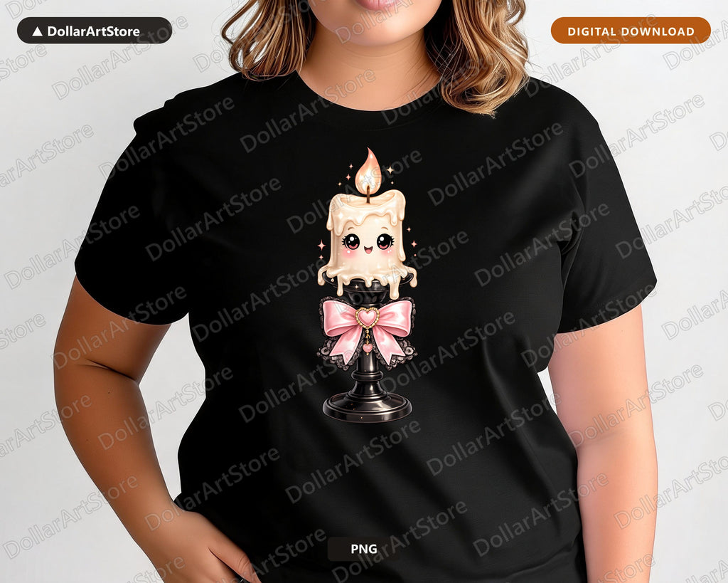 Coquette Halloween Candle PNG, Cute Character Design, Sublimation Shirt Design