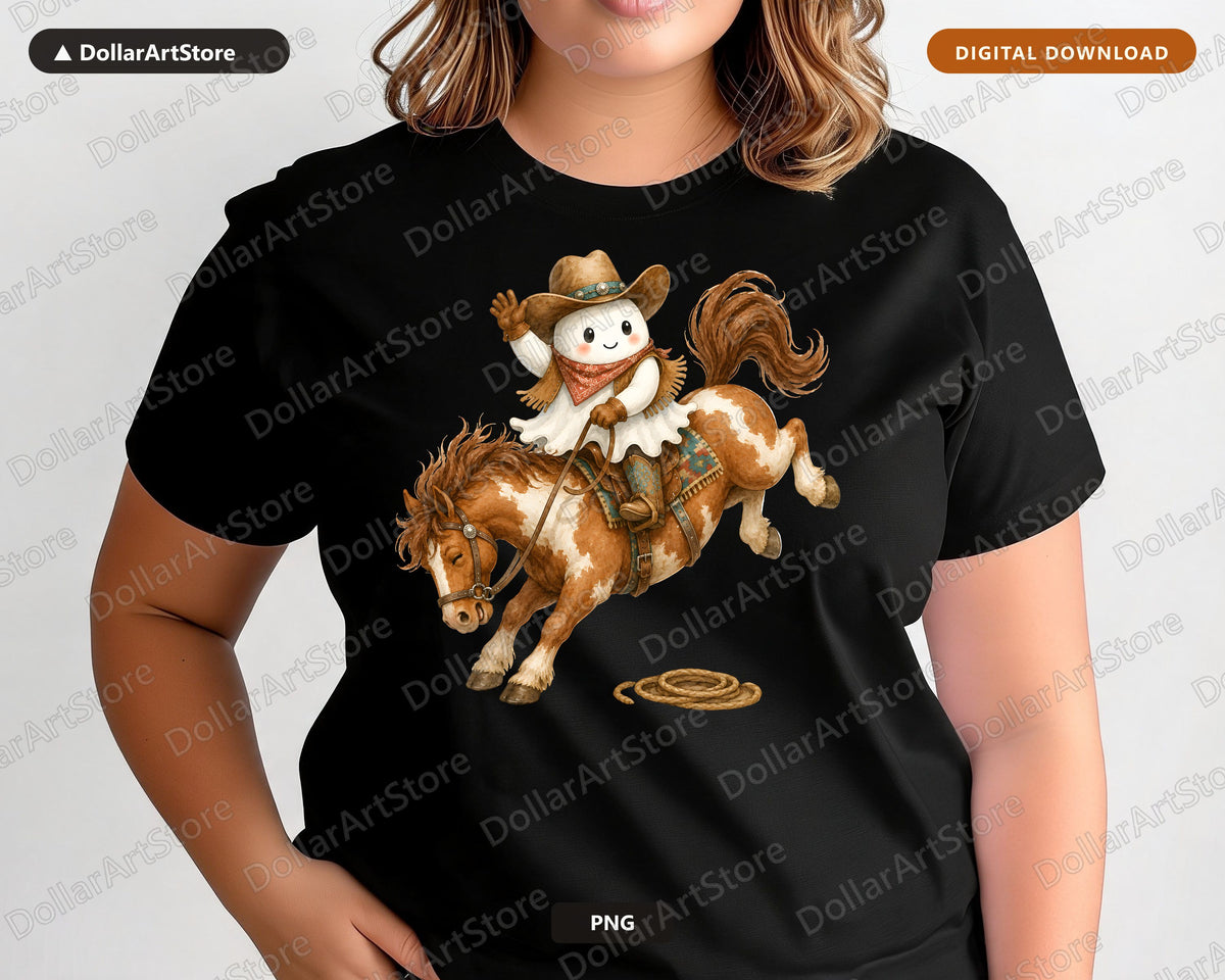 Western Cowboy Ghost PNG, Sublimation Design, Shirt Design Digital Download