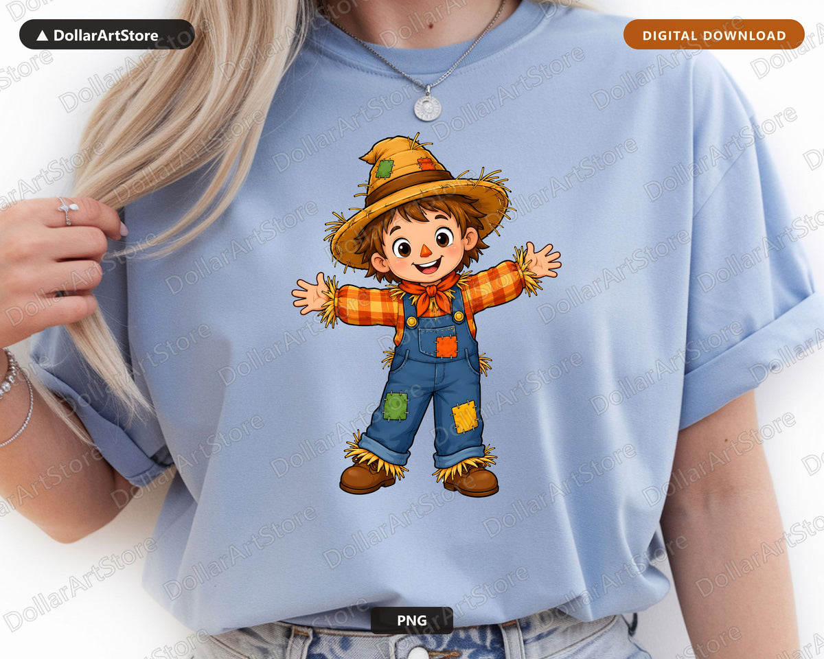 Cute Scarecrow Boy PNG, Fall Halloween Shirt Design, Sublimation Digital Download