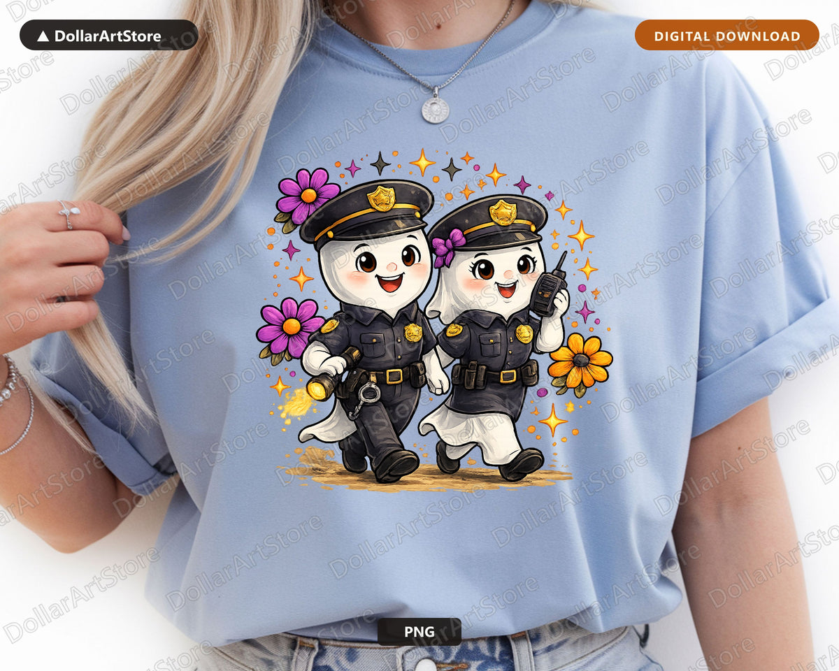 Cute Police Ghost PNG, Sublimation Design, Shirt & Tumbler Digital Download
