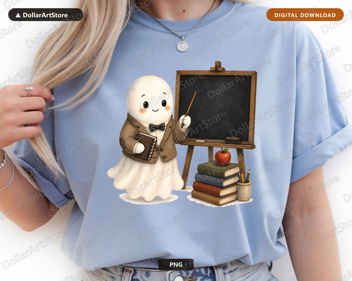 Teacher Ghost PNG, School Sublimation Design, Classroom Shirt Design Digital Download