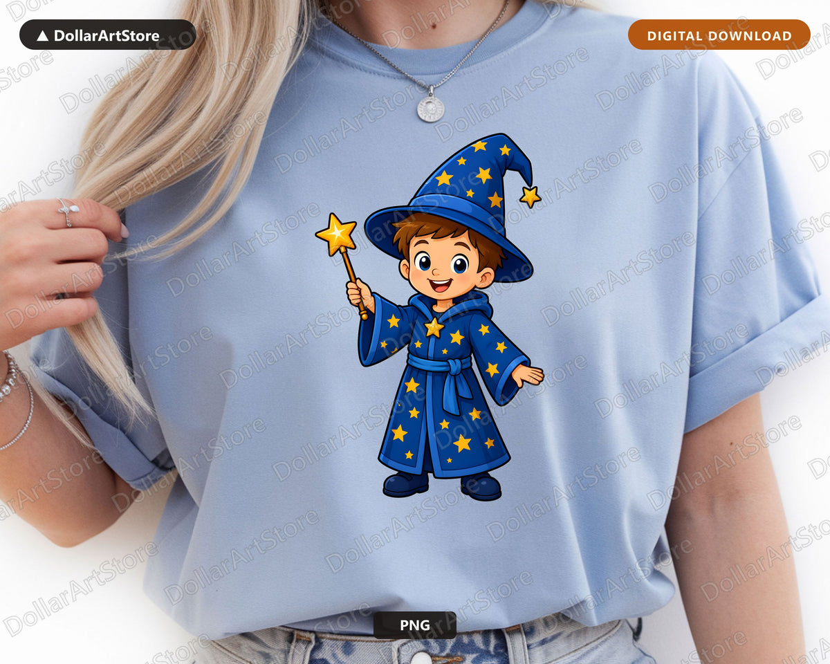 Cute Wizard Kid PNG, Sublimation Design, Shirt & Tumbler Digital Download