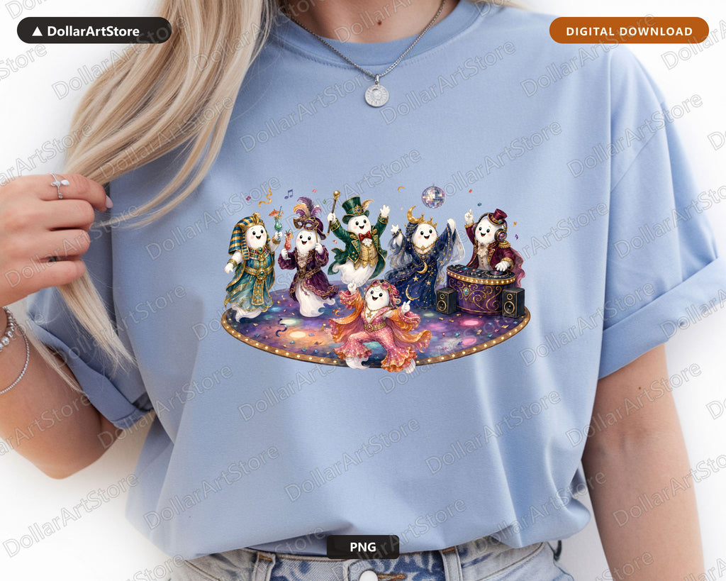 Fancy Ghost Party PNG, Sublimation Design, Shirt Design Digital Download