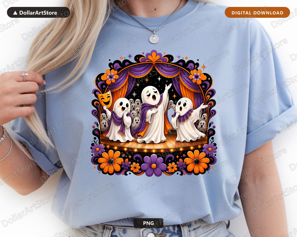 Cute Halloween Ghost PNG, Sublimation Design, Shirt Design Digital Download