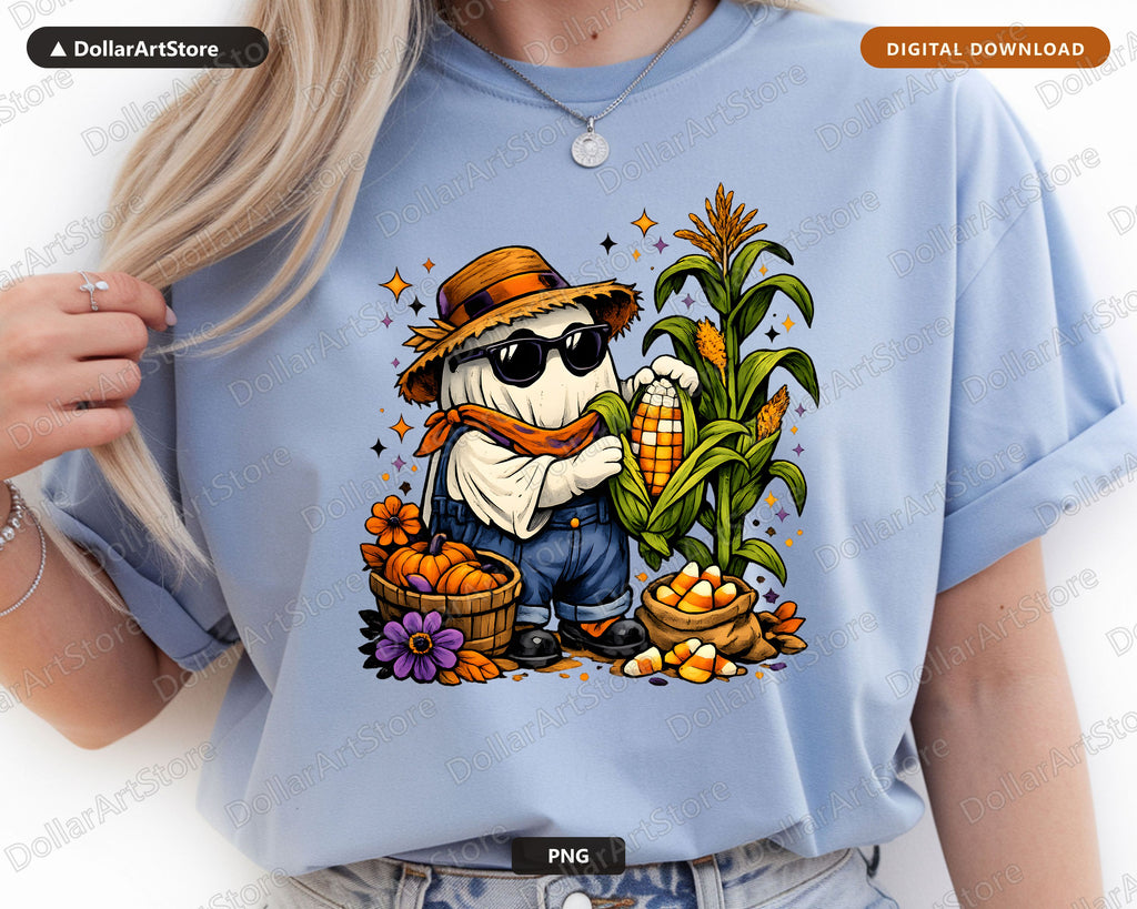 Cute Halloween Ghost PNG, Sublimation Design, Fall Shirt Design Digital Download