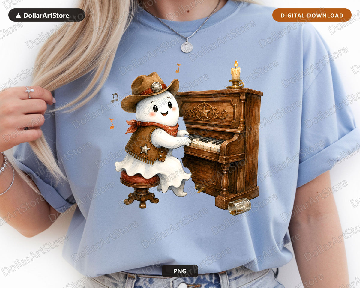 Western Cowboy Ghost PNG, Sublimation Design, Shirt Design Digital Download