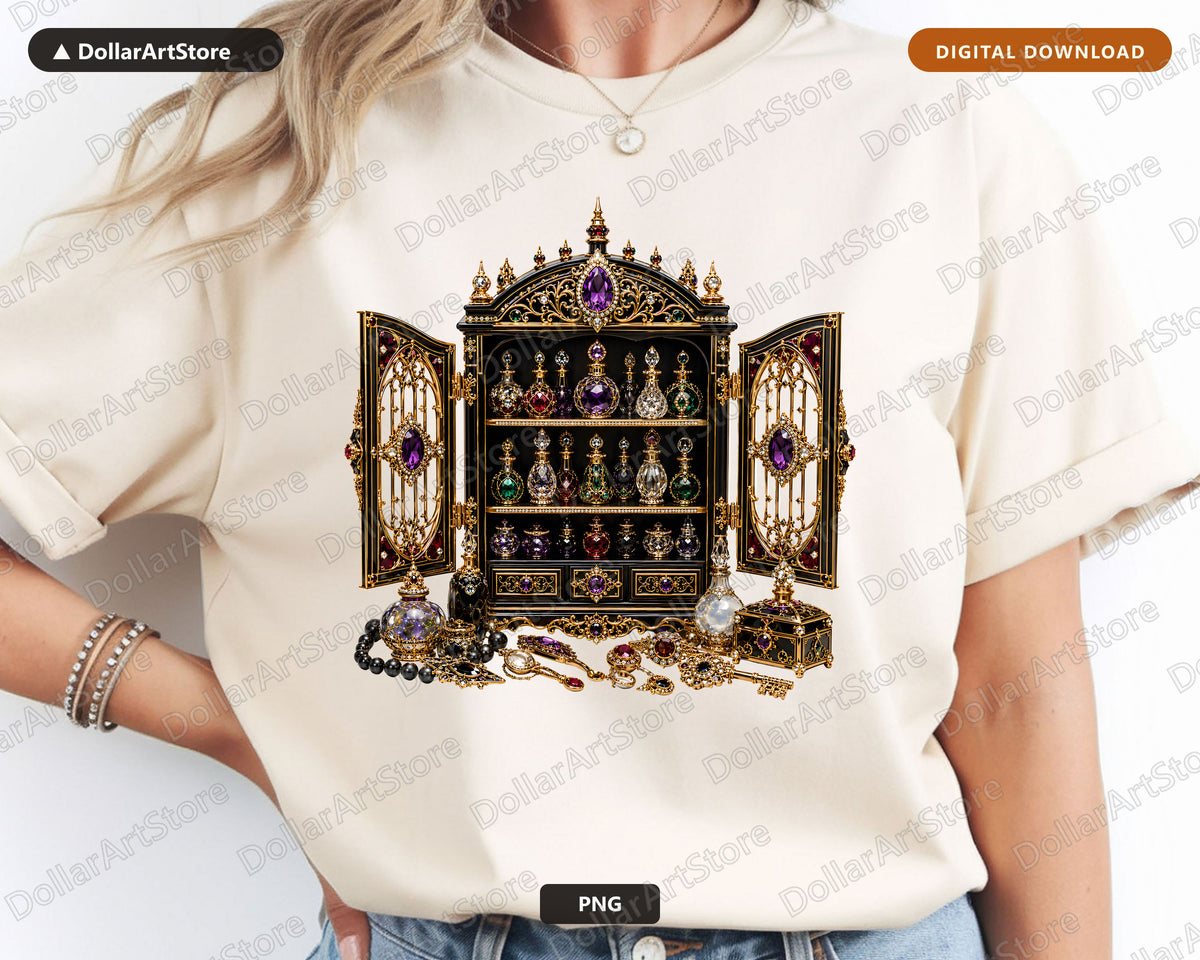Gothic Luxury Jewelry Cabinet PNG, Dark Academia Design, Sublimation Print