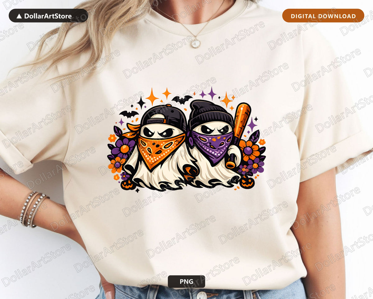 Cute Halloween Ghosts PNG, Sublimation Design, Shirt Design Digital Download