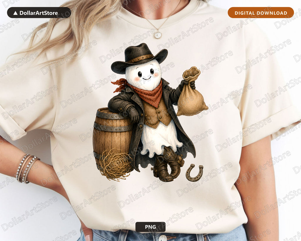 Western Cowboy Ghost PNG, Sublimation Design, Shirt Printable