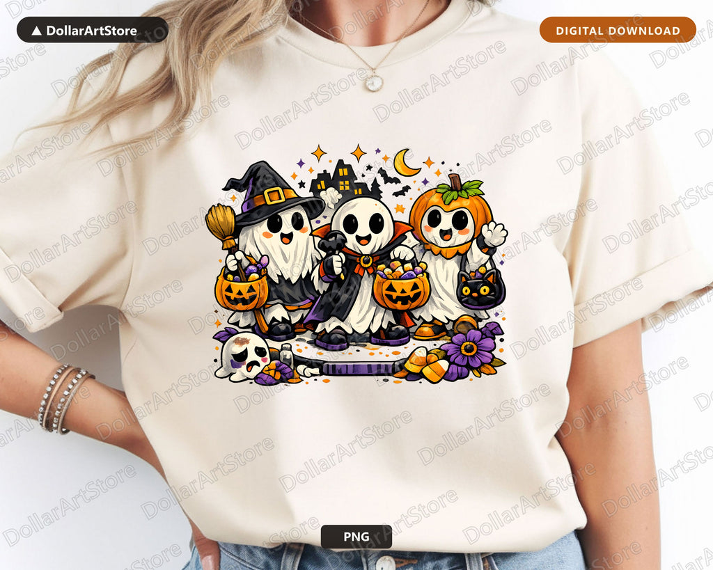 Cute Halloween Ghost PNG, Sublimation Design, Shirt Design Digital Download