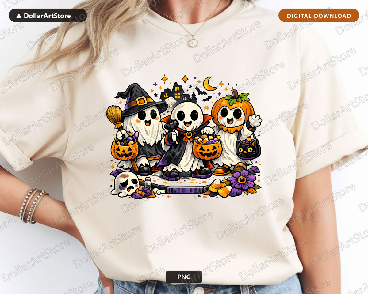 Cute Halloween Ghost PNG, Sublimation Design, Shirt Design Digital Download