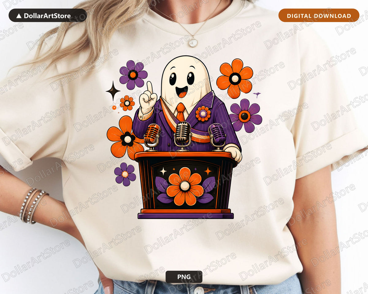 Cute Halloween Ghost PNG, Retro Sublimation Design, Shirt Digital Download