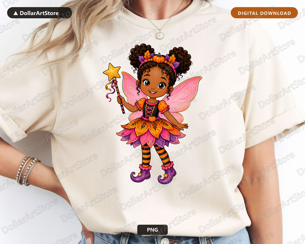 Cute Halloween Fairy PNG, Pumpkin Witch Sublimation Design, Kids Shirt PNG Download