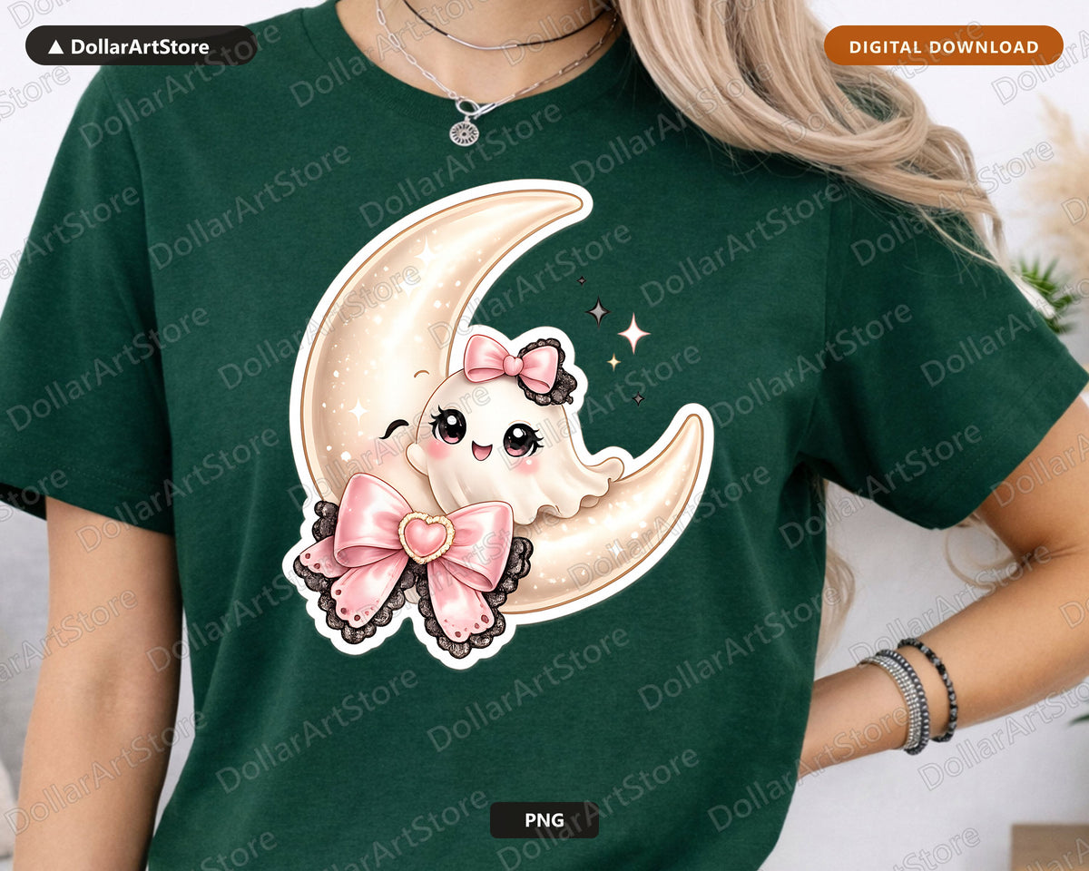 Coquette Ghost PNG, Sublimation Design, Cute Halloween Shirt Graphic Download