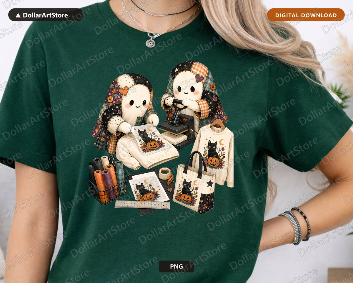 Crafting Ghost PNG, Sublimation Design, Halloween Shirt Print Digital Download